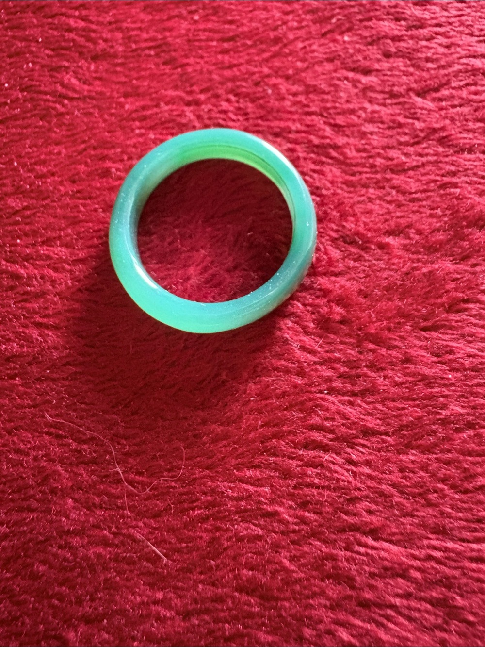 VTG Carved Agate Green Banded Round Plain Band Ring Sz 8